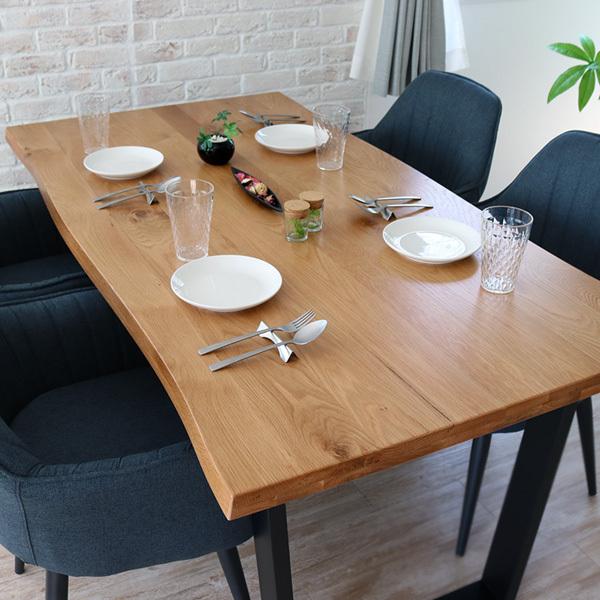 ダイニングテーブルセット 一枚板風 4人掛け 無垢材 北欧風 幅160cm