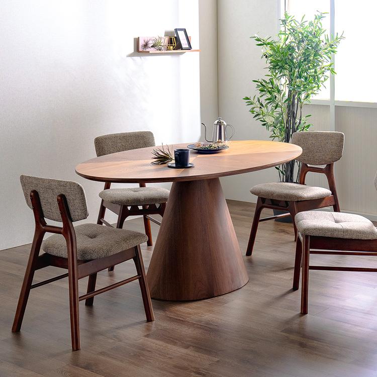 楕円形 ダイニングテーブル 円柱脚 4人用 6人用 単品 デザイン