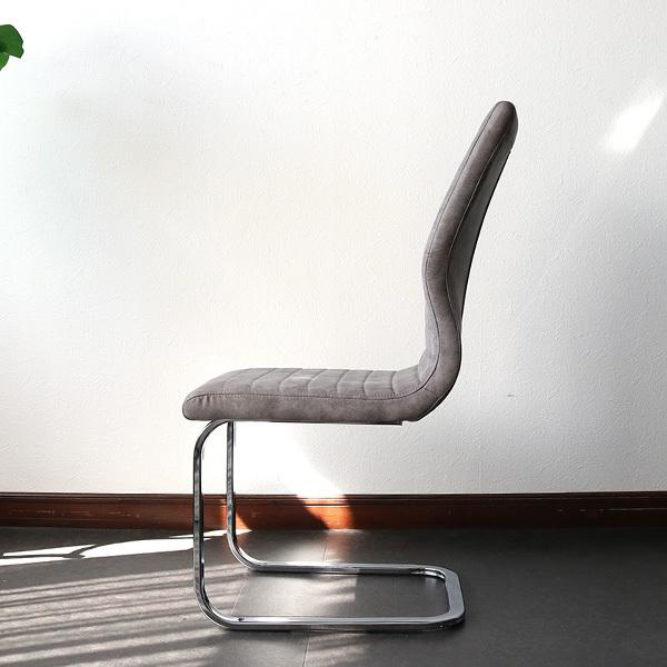 ダイニングチェア 2脚セット カンティレバーチェア グレー レザー