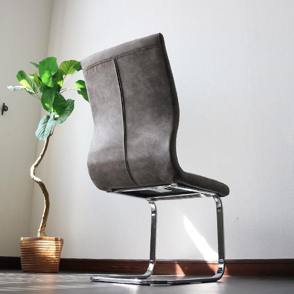 ダイニングチェア 2脚セット カンティレバーチェア グレー レザー
