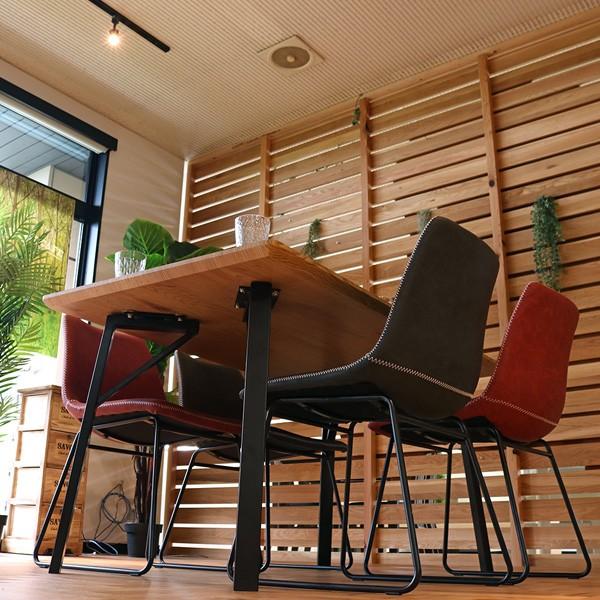 ダイニングチェア 2脚セット アンティーク風 PUレザー アイアン脚