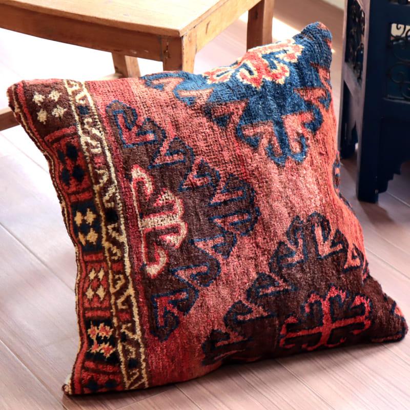 クッションカバー ヴィンテージラグクッション 50×50cmキルギスの