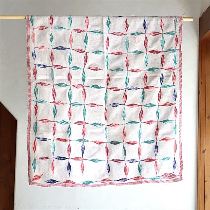 インド カンタ刺繍 パッチワーク/ラリーキルト 古布 ヴィンテージ