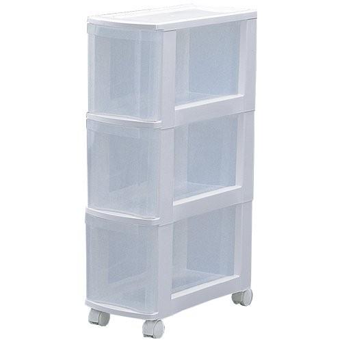 IRIS OHYAMA（アイリスオーヤマ） スリムチェスト 3段 ホワイト クリア