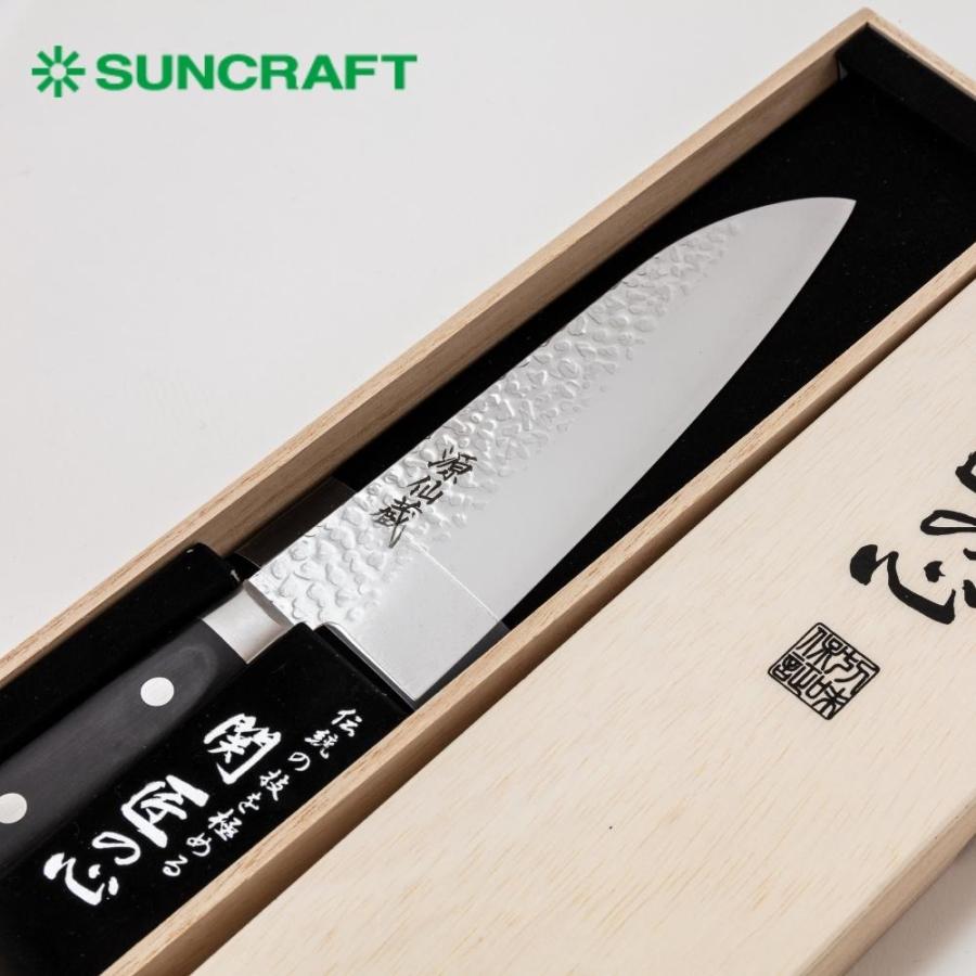 サンクラフト（SUNCRAFT） 日本製 源仙蔵 三徳包丁 黒合板 ダマスカス