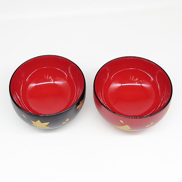 会津塗 夫婦 汁椀 木製 漆 春秋 おしゃれ 木箱入り 漆器 ペア 紅葉