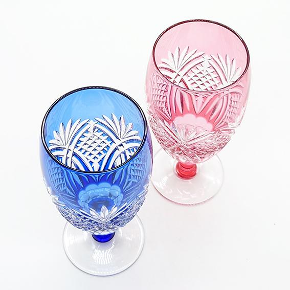 KAGAMI カガミクリスタル 江戸切子 ペアビアグラス 笹っ葉に魚子紋 赤