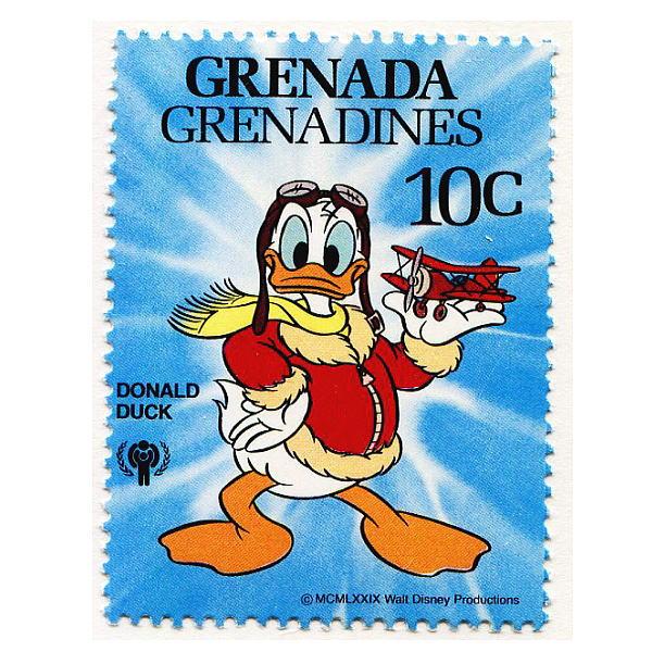 Disney（ディズニー） ドナルド切手3枚セットで 発行国Grenada