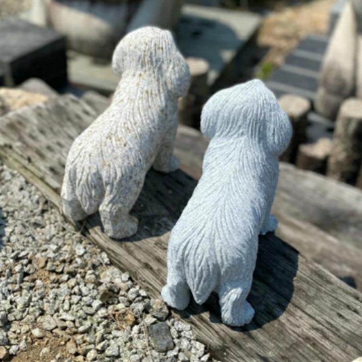 犬の置物 トイプードル マルチーズ 御影石 可愛い 置き物 玄関