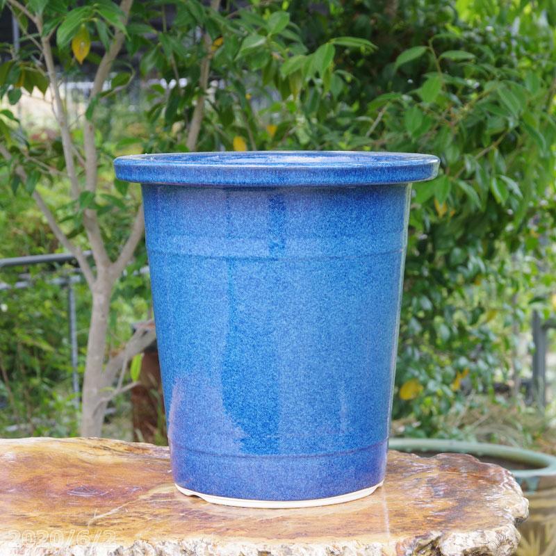 信楽焼 植木鉢 生子懸崖鉢 10号（直径31.5cm 高さ33cm） 【送料無料