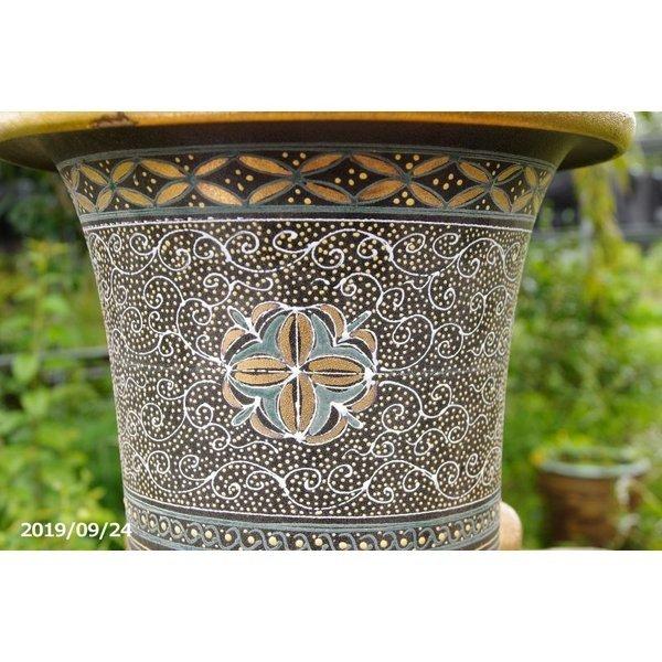 現品 No.0354】 京楽焼 植木鉢 澤善作 万年青錦鉢 10号（外径31m 高さ