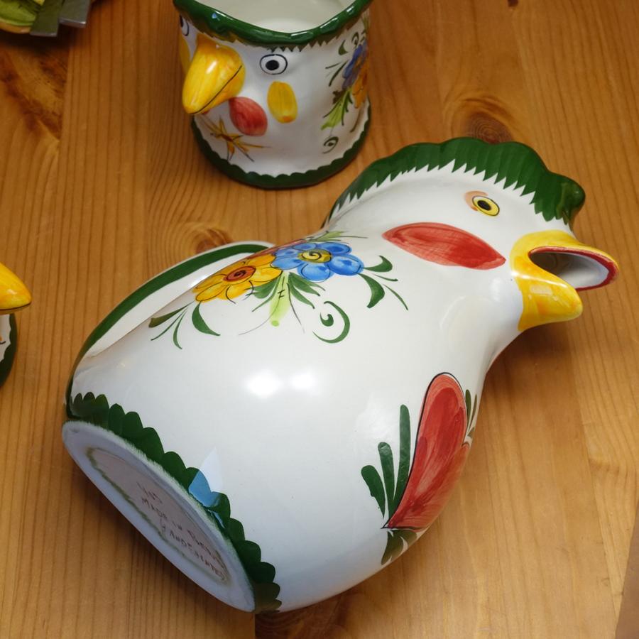 ポルトガル製 陶器製 ニワトリ ジャグ 水差し ハンドメイド ピッチャー