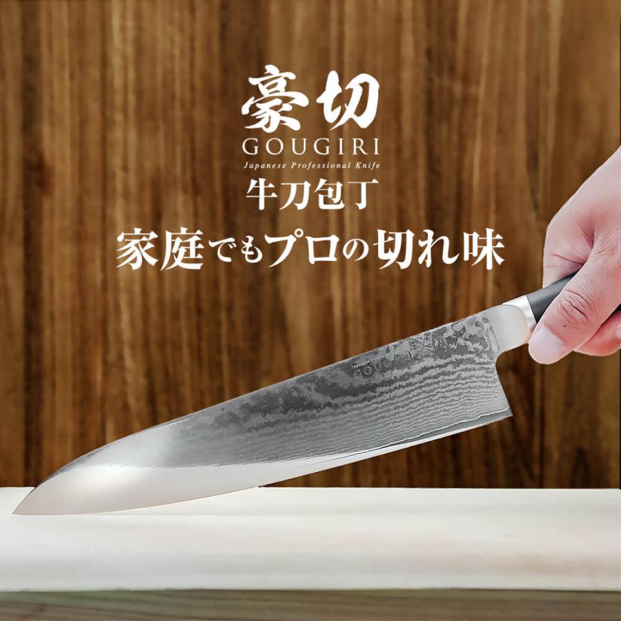 issiki 包丁 牛刀包丁 豪切 ダマスカス 20cm 日本製 岐阜産 送料無料