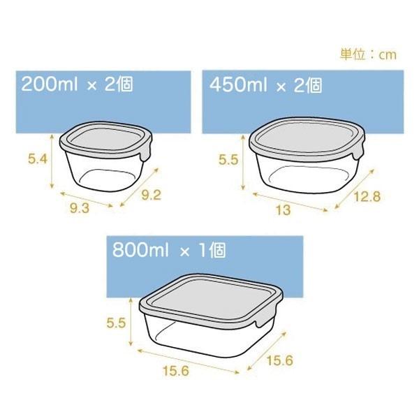 iwaki（イワキ） パック&レンジ 角型5点セット グリーン 耐熱ガラス