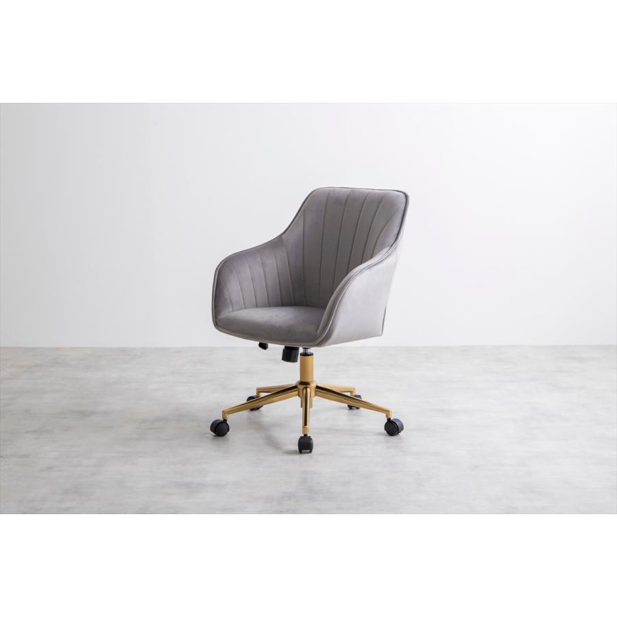 ベロア デスクチェア キャスター 華やか ガス圧昇降式 オシャレ 椅子