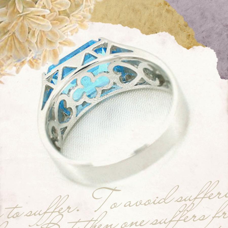 シルバー925 リング 大粒スクエアカット ブルートパーズ レディース