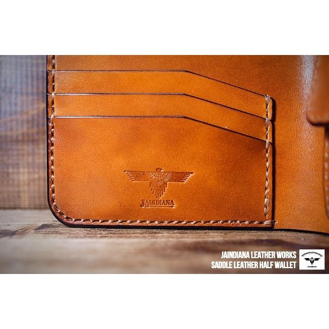 手縫い革財布 手染めのハンドメイドサドルレザーハーフウォレット