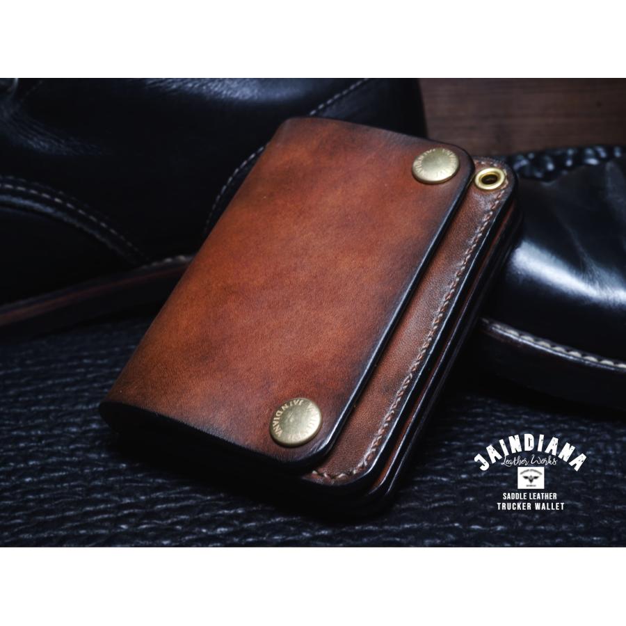 サドルレザー・ショートトラッカーウォレット ビンテージ染めブラウン