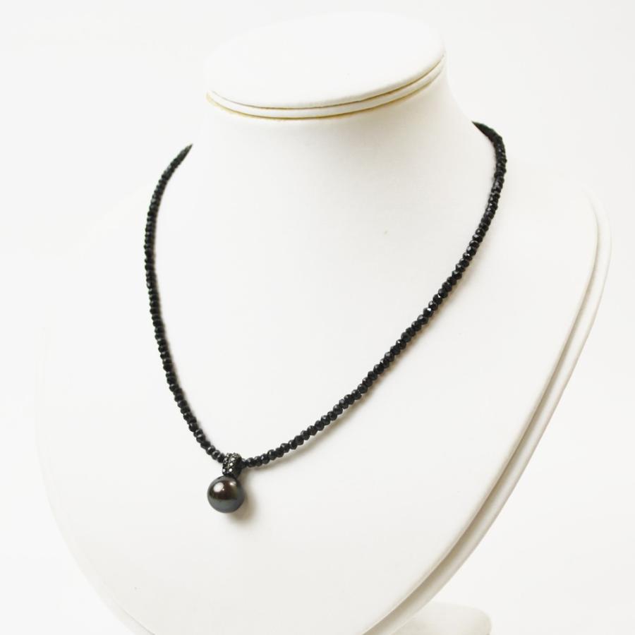 黒真珠 淡水パール ブラックスピネルネックレスペンダント : あこや