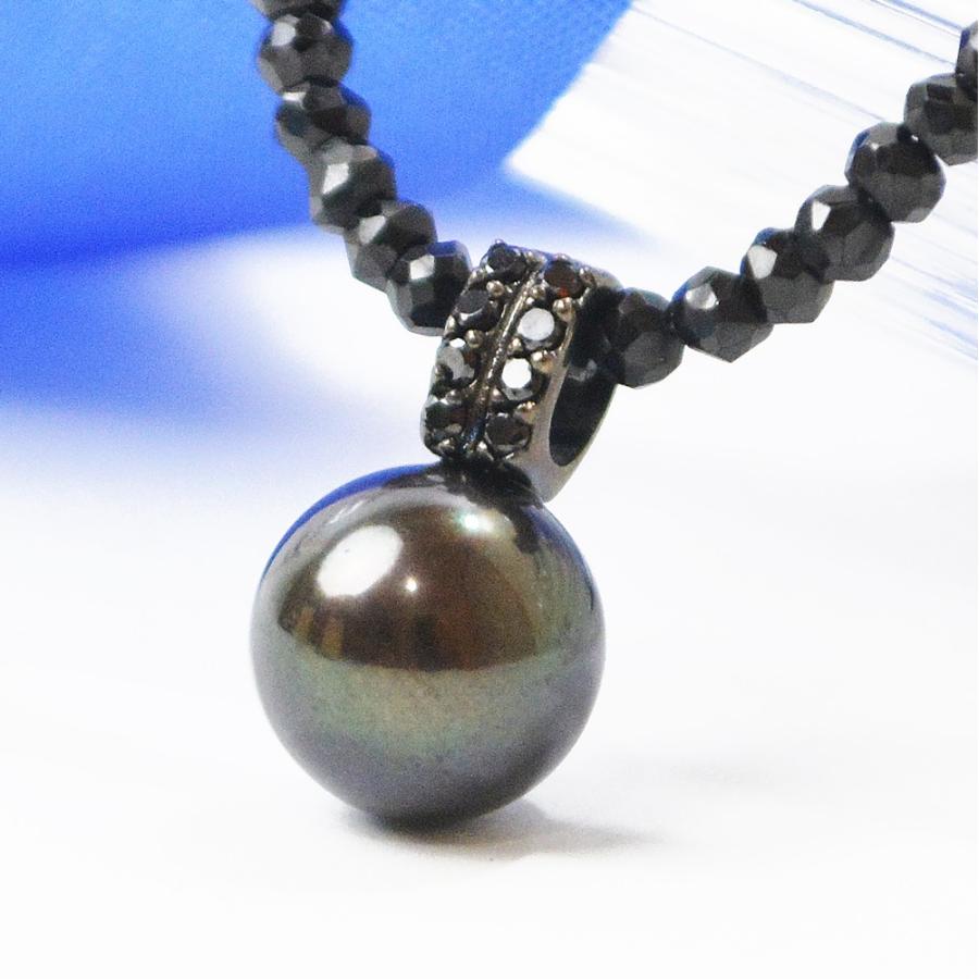 黒真珠 淡水パール ブラックスピネルネックレスペンダント : あこや