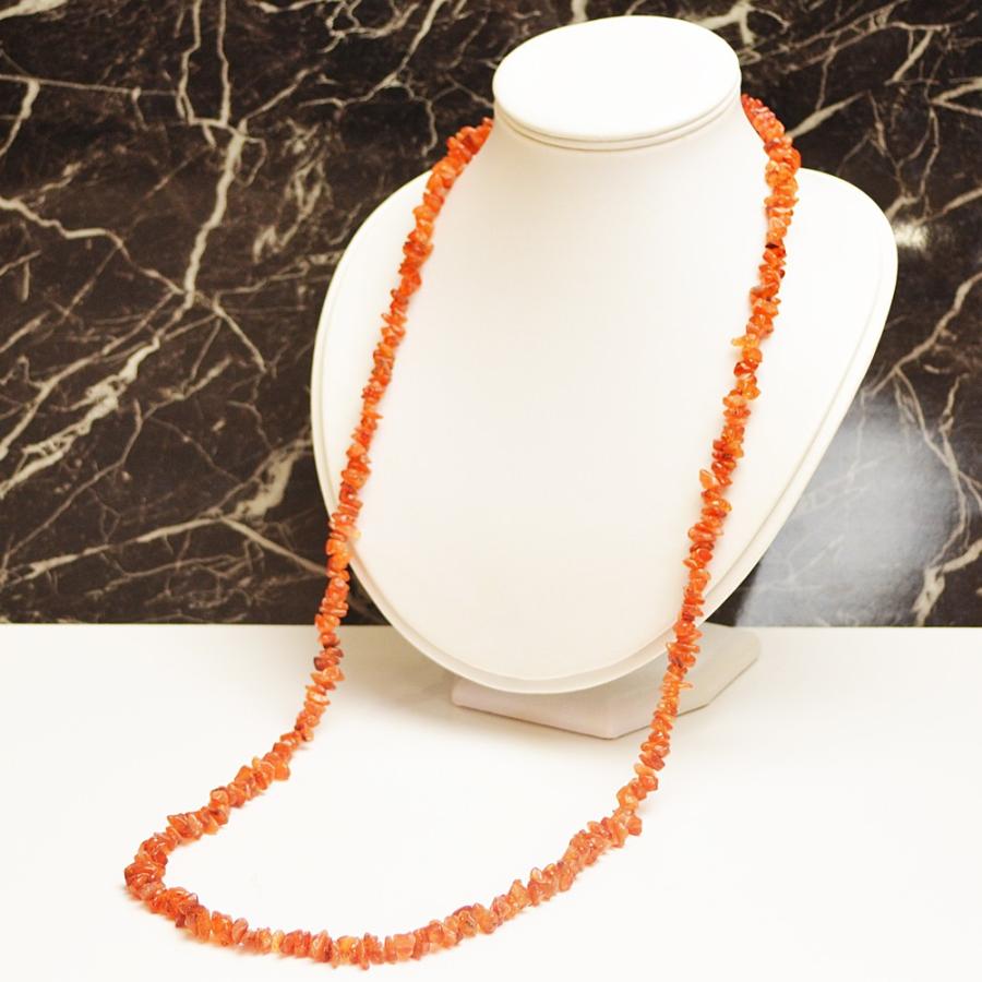 ロングネックレス カーネリアン 赤瑪瑙 オレンジ 赤 メノウ サザレ