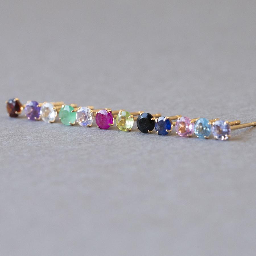 ジュエリーフィガロ ピアス K18 ピンクトルマリン PG 一粒 ピンク