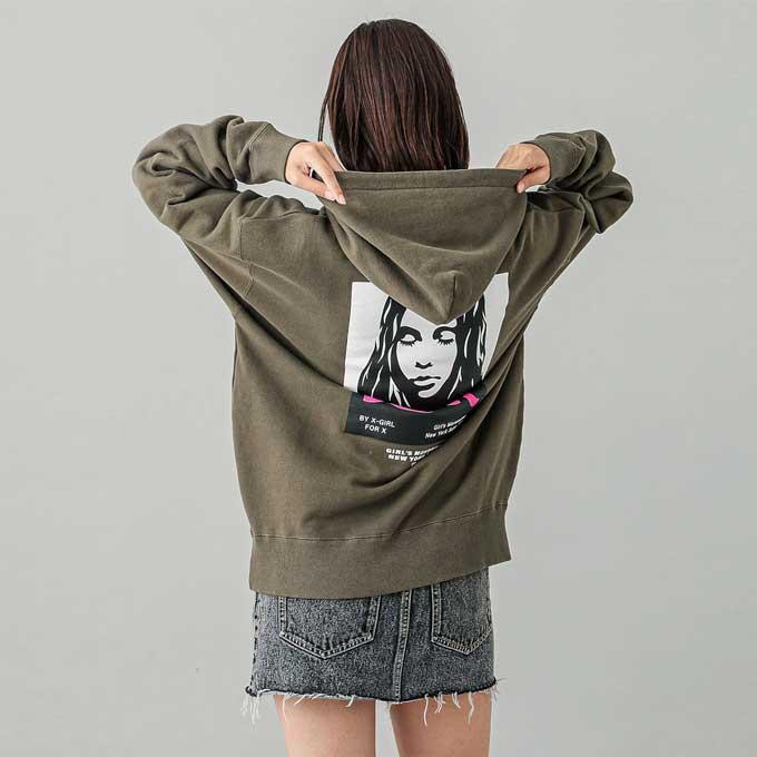 X-girl（エックスガール） X-girl FACE POSTER SWEAT HOODIE フェイス