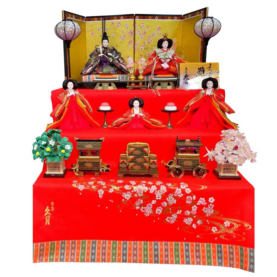 久月 雛人形 おしゃれ 3段飾り 5人 ひな人形 木製 お雛様 女の子