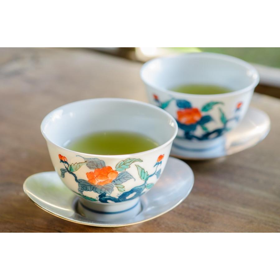 有田焼 伊万里焼 畑萬陶苑 色鍋島 煎茶碗 岩牡丹 直径6.5cmx高さ4.8cm