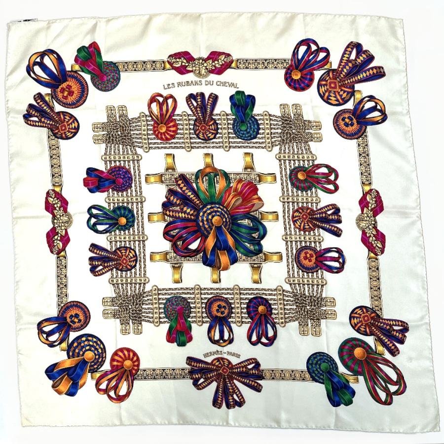 HERMES（エルメス） スカーフ カレ 90 LES RUBANS DU CHEVAL 馬の