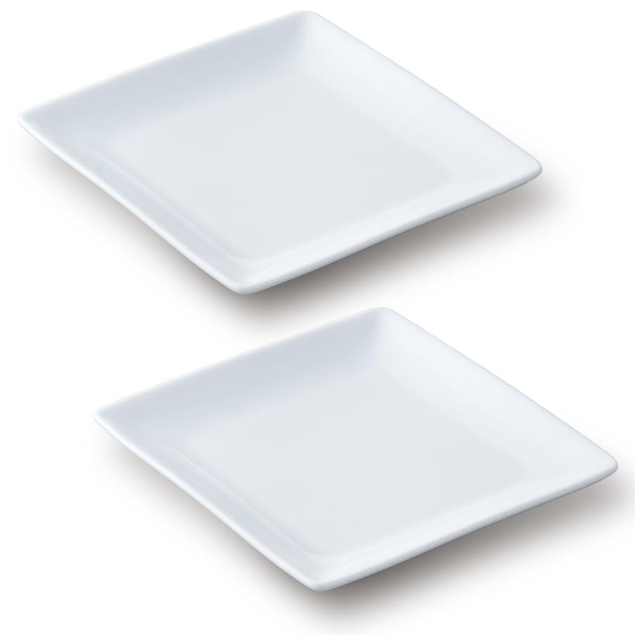 2枚セット スクエアー プレート13cm ホワイト 白磁 角皿 皿 陶器 新