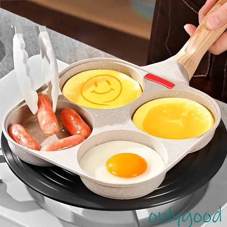 蓋付き フライパン 4穴 目玉焼き 大判焼き フッ素加工 仕切り