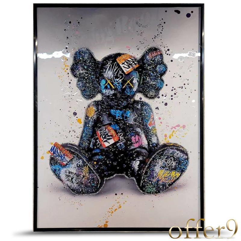 アートパネル 水晶絵 クリスタル アートフレーム KAWS キャラクター