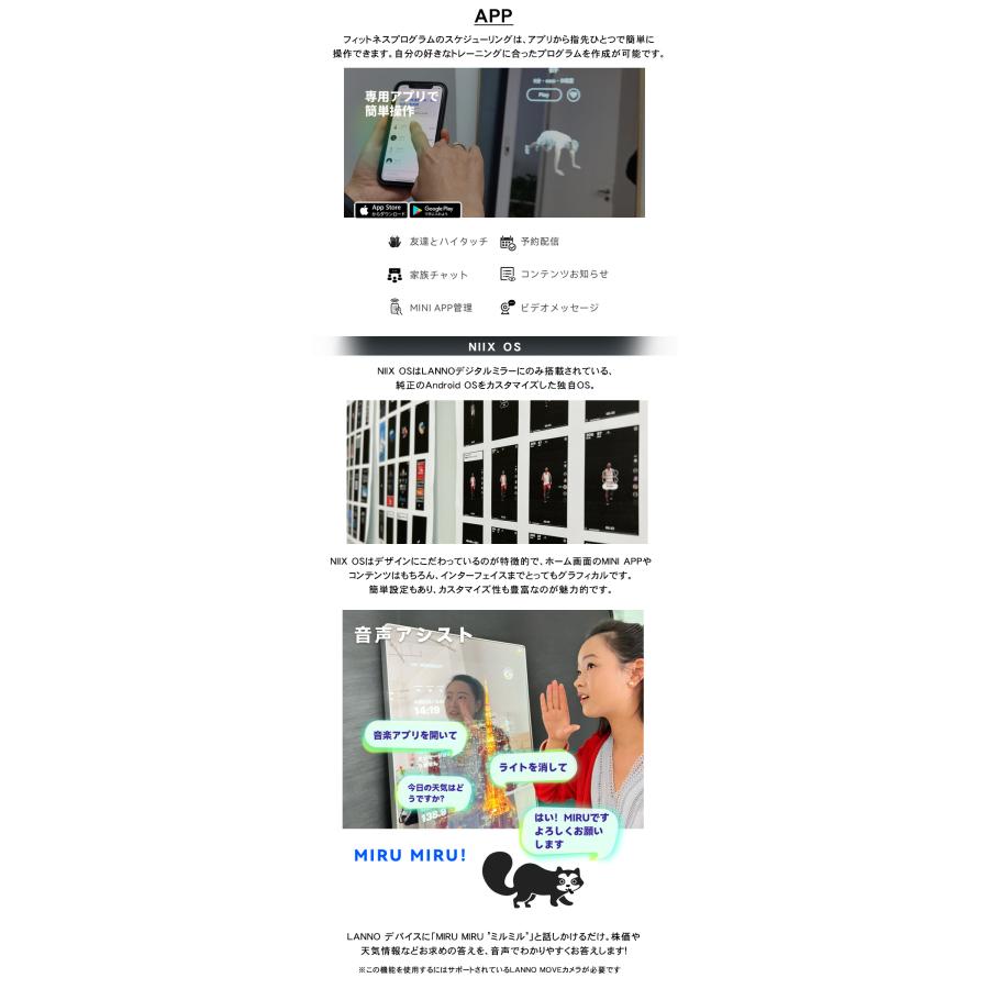 デジタルミラーLANNO 未来型デジタルミラー ランノ AIスマートミラー