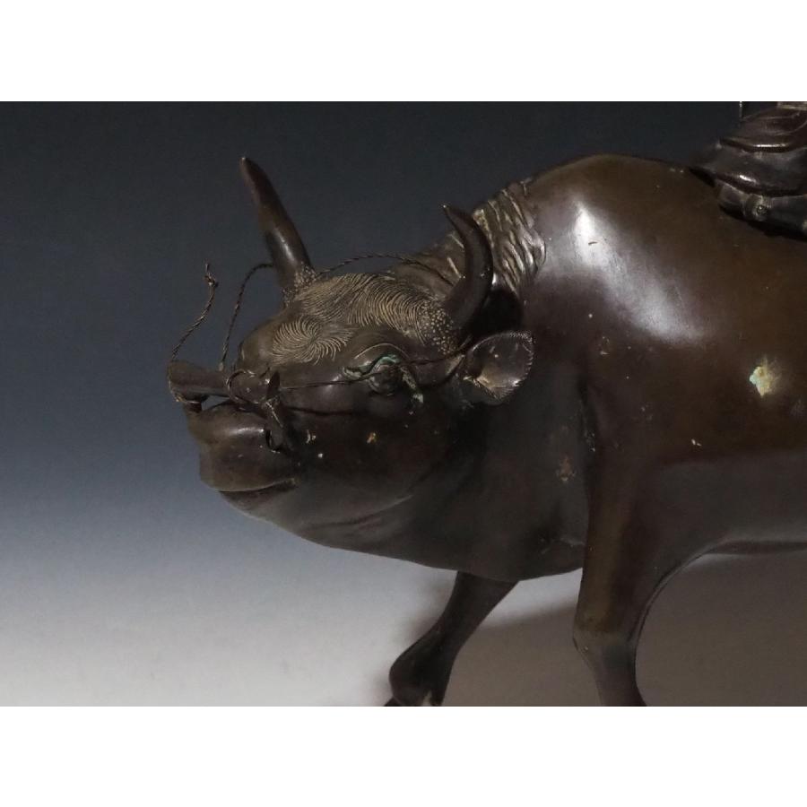 骨董品 香炉 ○古銅【笛吹童子騎牛のったり】香爐 中国 唐物 古玩 唐銅