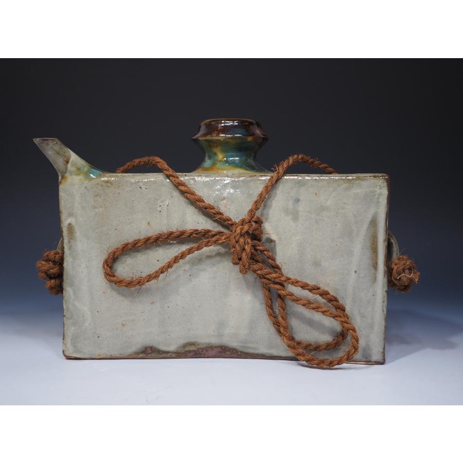 金城次郎 魚紋抱瓶【大作】 壺屋焼 ≪人間国宝≫ 共箱 縄紐 沖縄 未