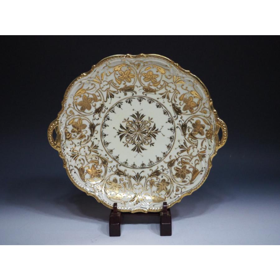 ノリタケ オールドノリタケ アンティーク【金彩花紋飾り皿】○繊細絵