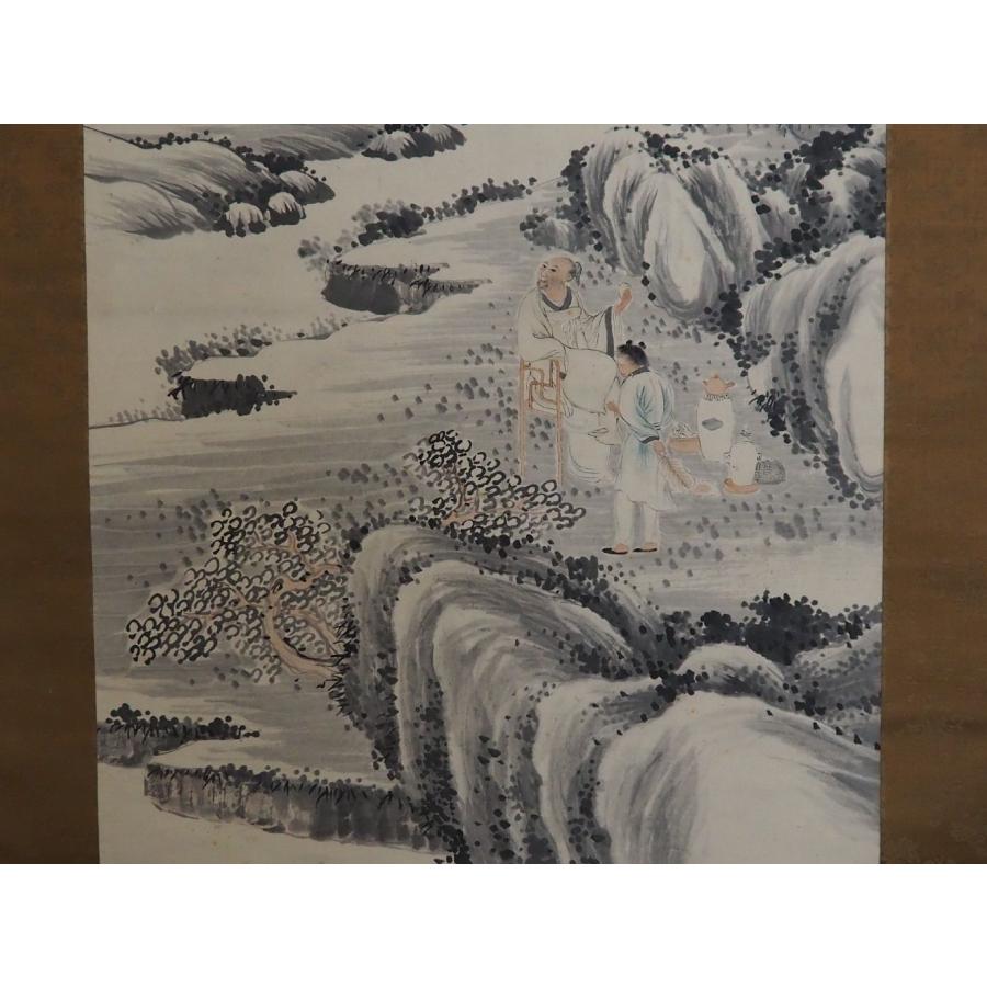 真作】 掛け軸 菅井梅関 ≪山水人物図≫ 中国人物 煎茶 江戸時代 仙台