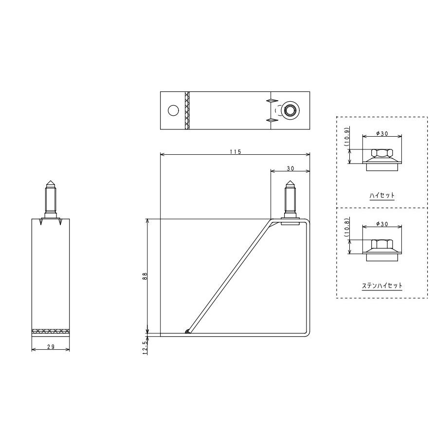 妻フレーム ルーフデッキ 88タイプ用 剣先ステンレス ステンレスハイ