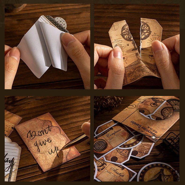 レトロ柄 タグ型ステッカー スチームパンク アンティーク 海外