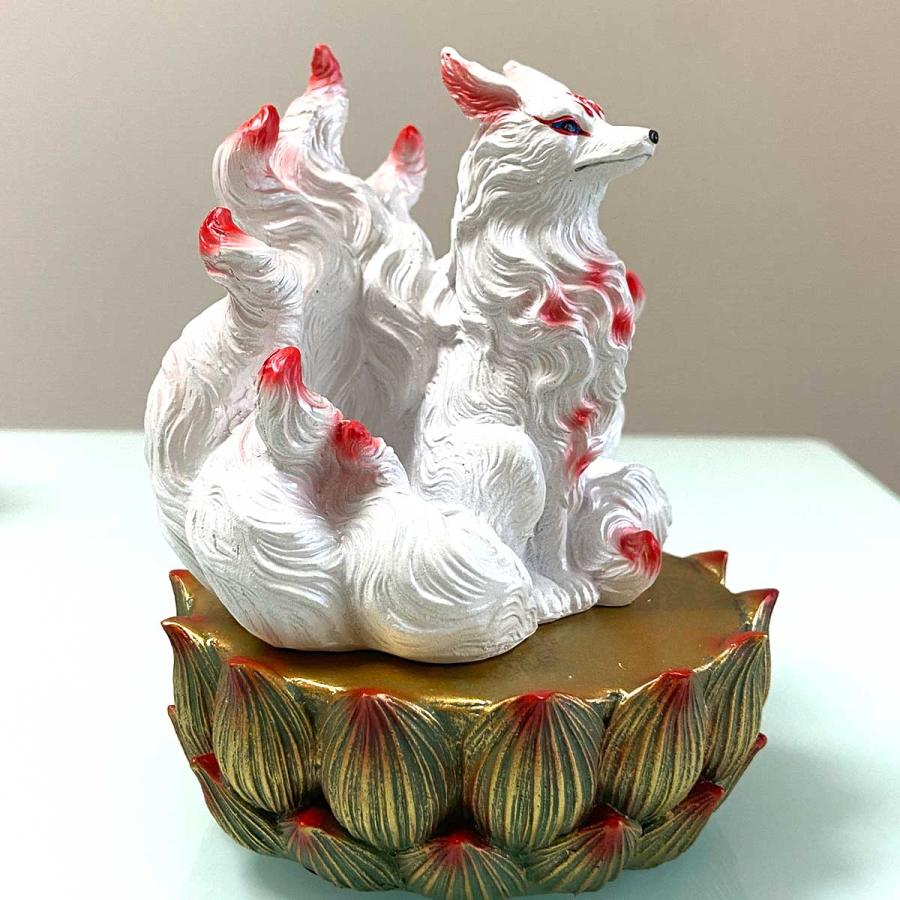 九尾の狐 台座 置き物 インテリア 屋内 屋外 狐 九尾 プレゼント