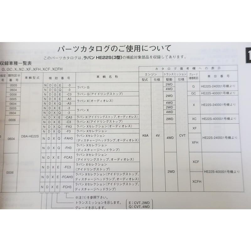 即決！ラパン/G/X/T/ターボ他(3型)//パーツリスト/HE22S/lapin