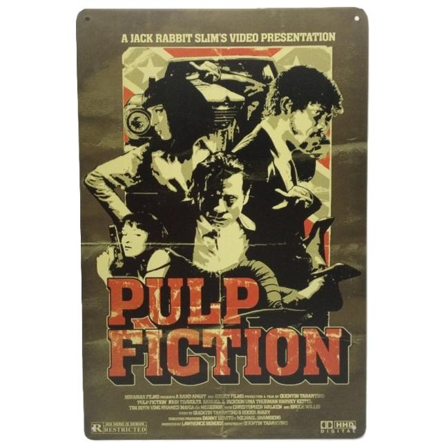 送料無料 映画 パルプフィクション ポスター 茶色 金属製 メタルサイン