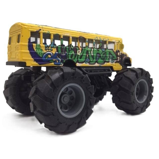 ミニカー モンスター スクールバス 黄色 グラフィック サスペンション