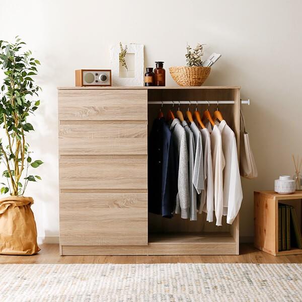 LOWYA（ロウヤ） ハンガーラック おしゃれ タンス チェスト 4段 幅