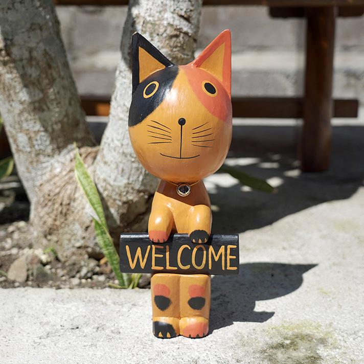 バリ猫 置物 バリ島 猫の置物 カエルの置物 アジアン雑貨 バリ 猫
