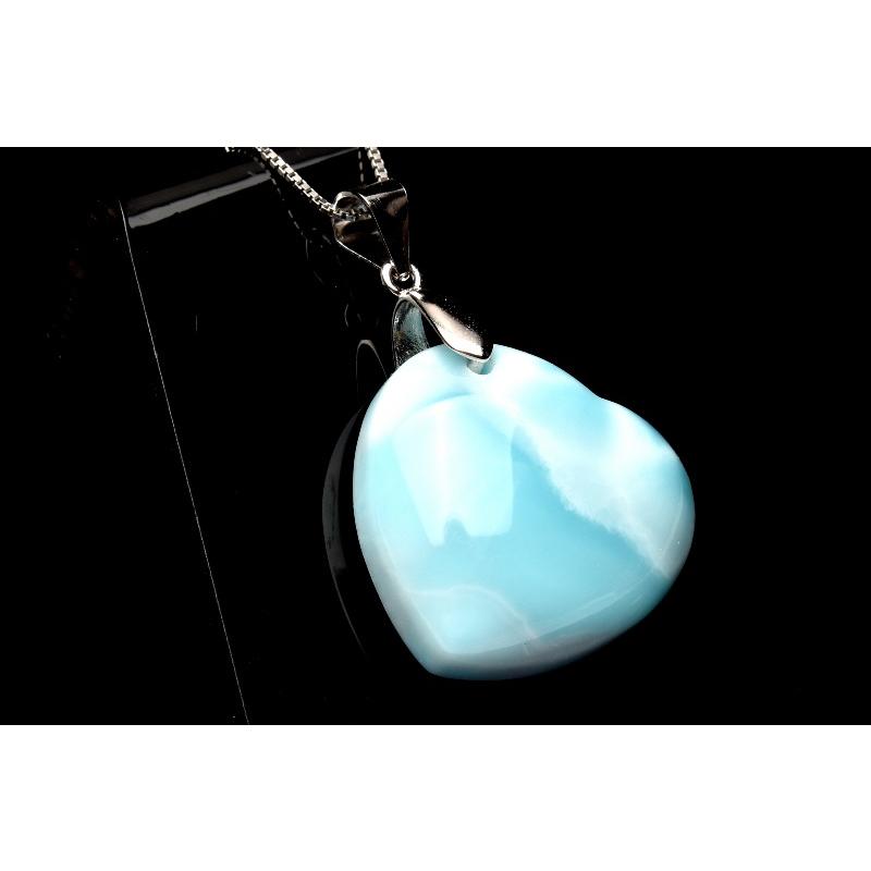 1点物】Silver925◇水面模様 ラリマー 19x20mm ハート ペンダント