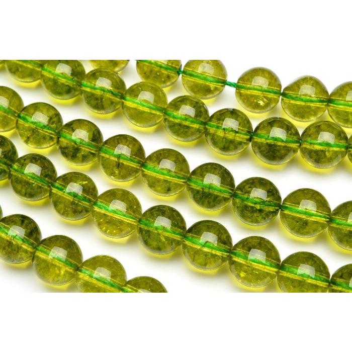 ペリドット風クラック水晶 6mm 1連（約38cm）_R5077-6 ☆5000円以上