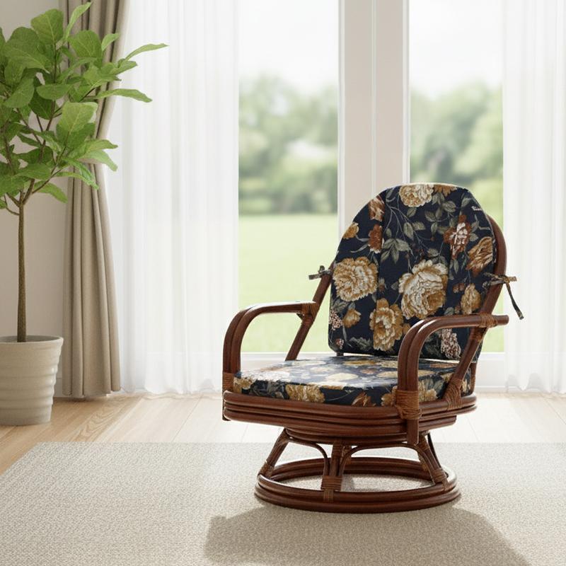 回転椅子 イス ラタンチェア 背・座クッション付き C521HRAS : ランド