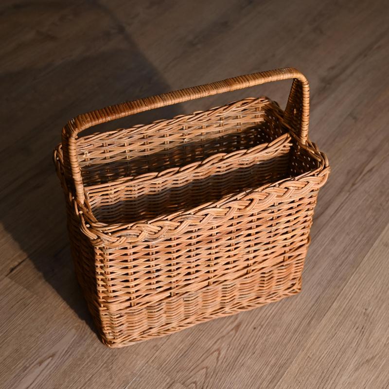 マガジンラック ラタンバスケット 籐かご スリッパラック おしゃれ